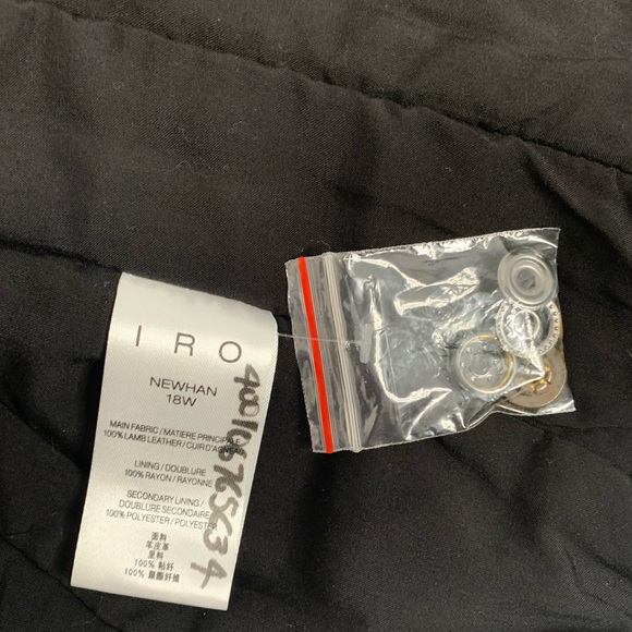 NWT IRO Gold Leather Moto Jacket Fleeced Lined Leather Motorcycle Jacket - Picture 12 of 16